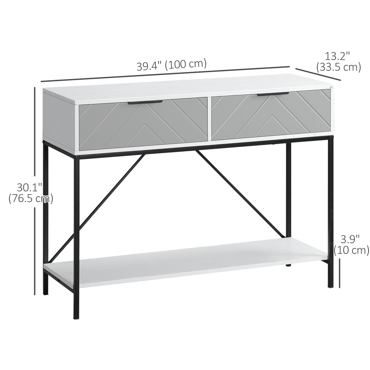 Modern 2-Tier Console Table with 2 Drawers