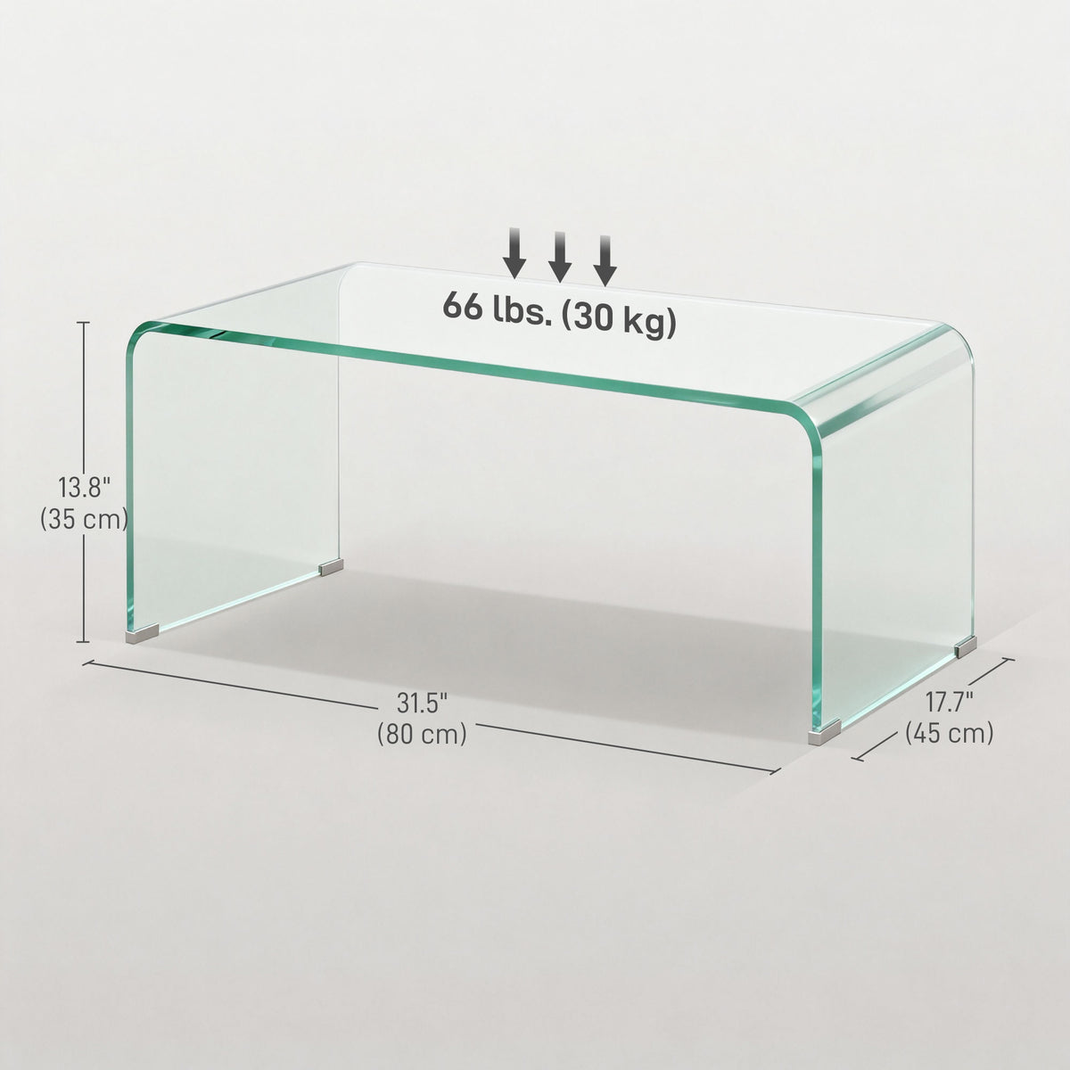 Clear Glass Coffee Table with Safe Rounded Edges