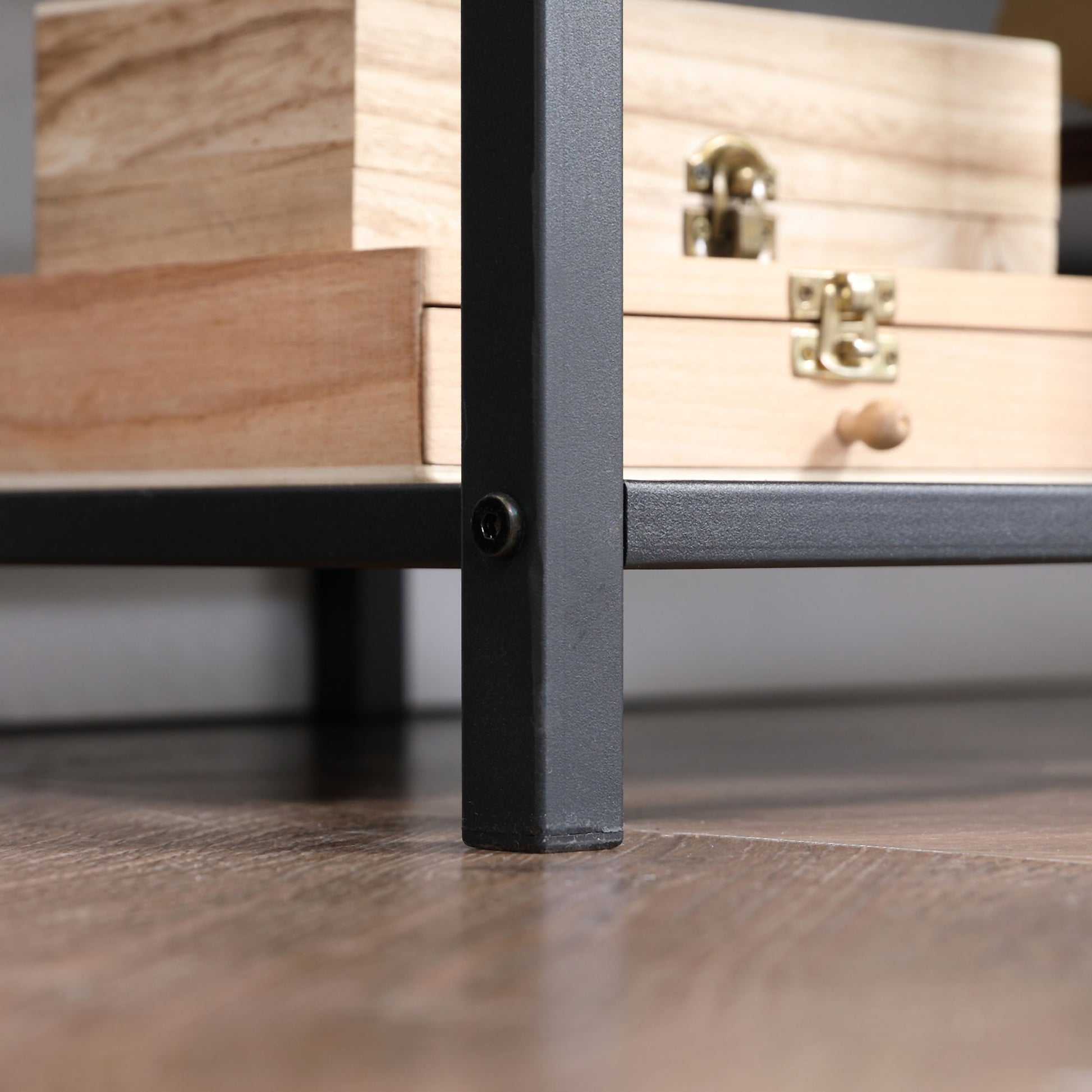 HOMCOM Rustic Industrial TV Stand for 65-inch TVs, Open Storage Console