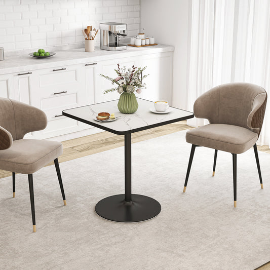 28" Square Kitchen Table with Marble Effect Top and Round Pedestal Base