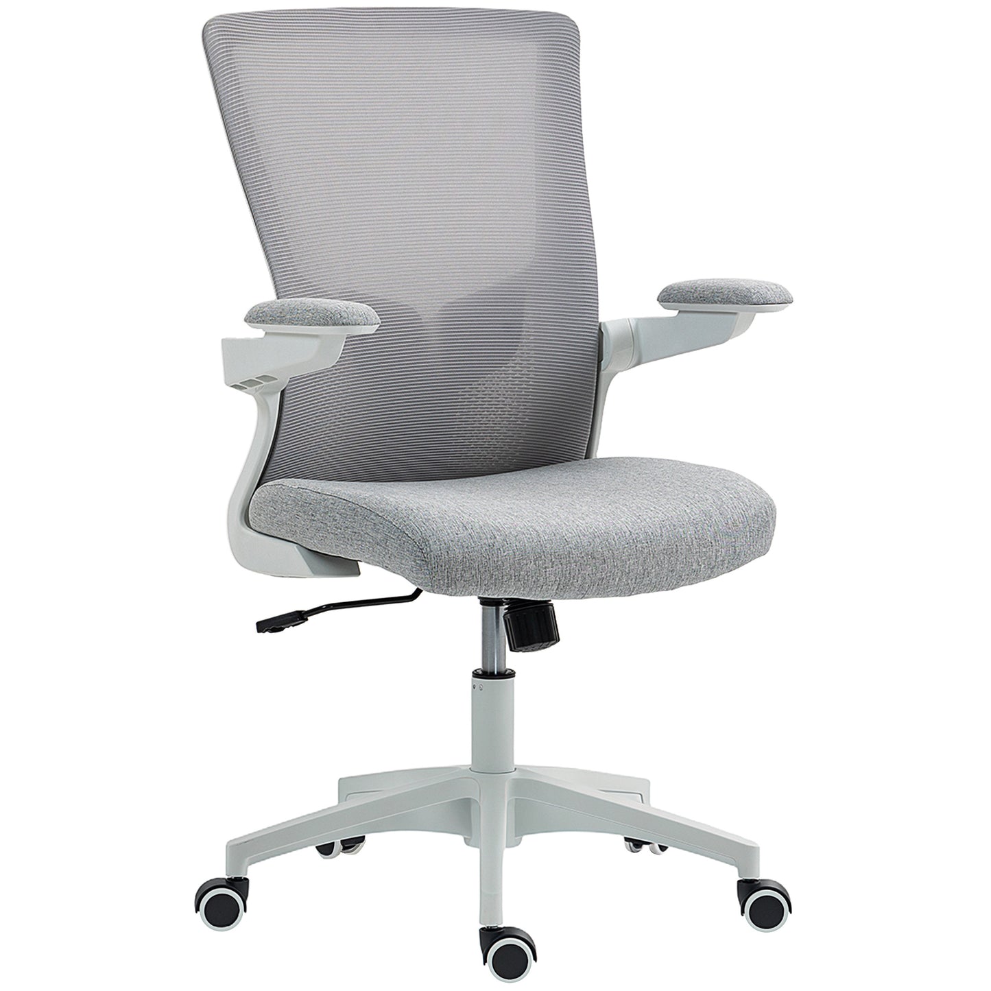 Ergonomic Swivel Office Chair with Adjustable Lumbar Support, Flip-Up Armrests, Wheels