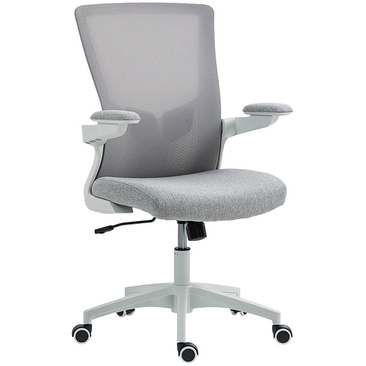 Ergonomic Swivel Office Chair with Adjustable Lumbar Support, Flip-Up Armrests, Wheels