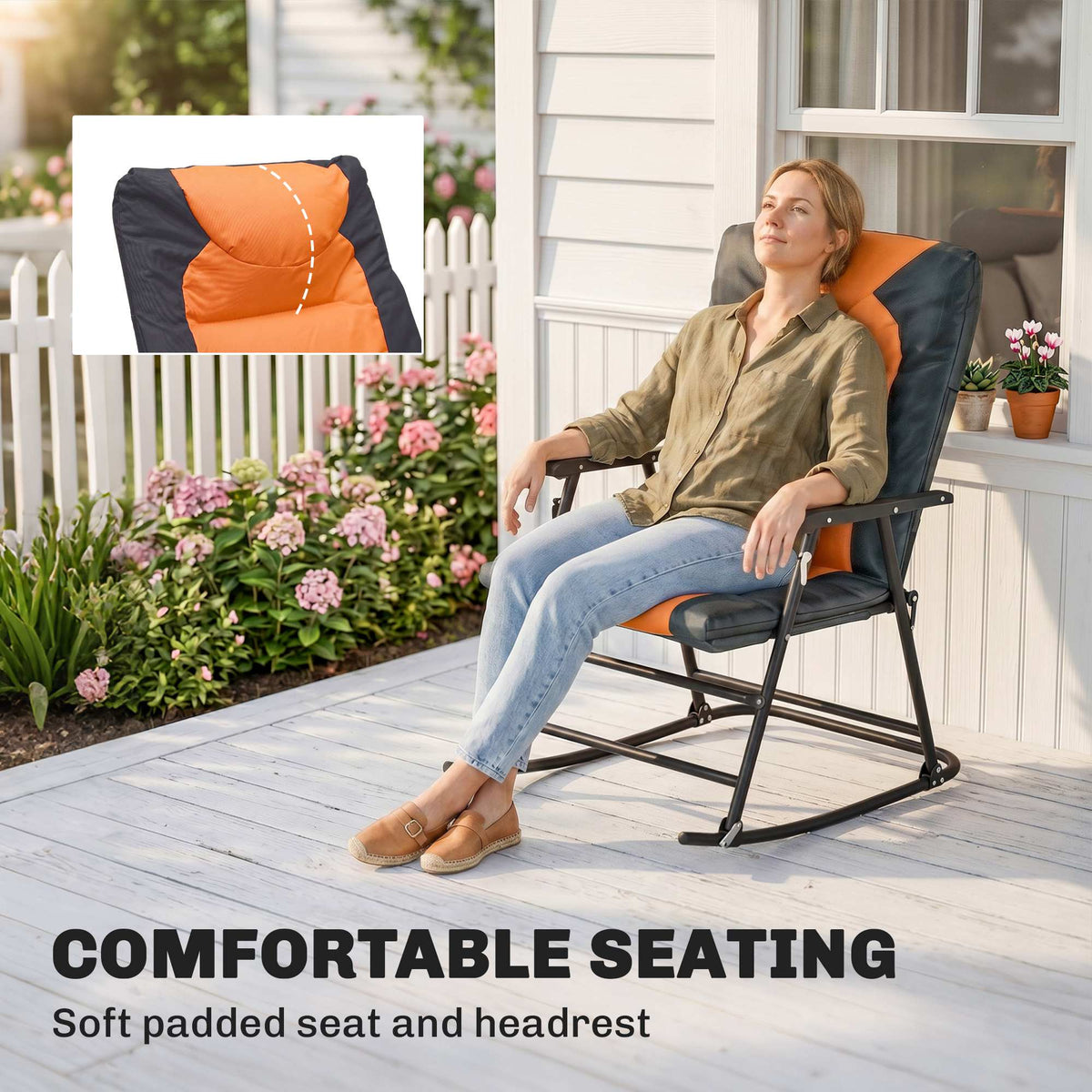 3-Piece Outdoor Foldable Rocking Chair Set