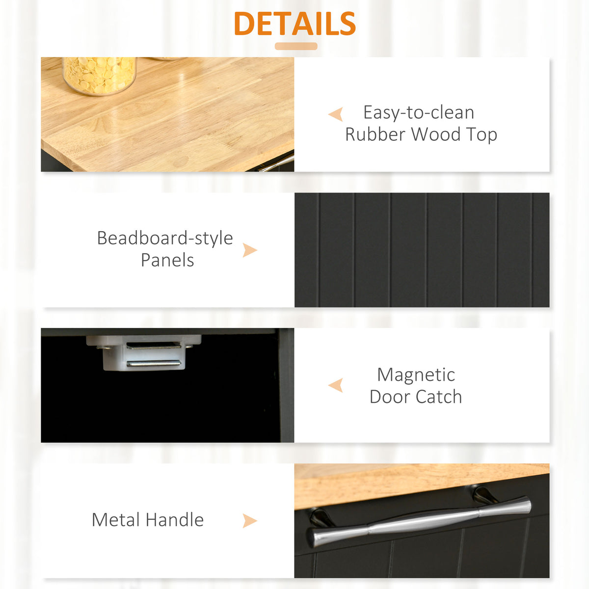 Kitchen Cart on Wheels with 2 Storage Drawers – 41"W x 36"H