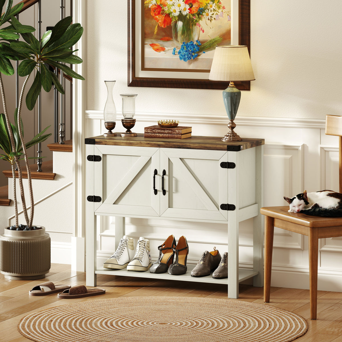 35" Farmhouse Sideboard Console with Barn Doors