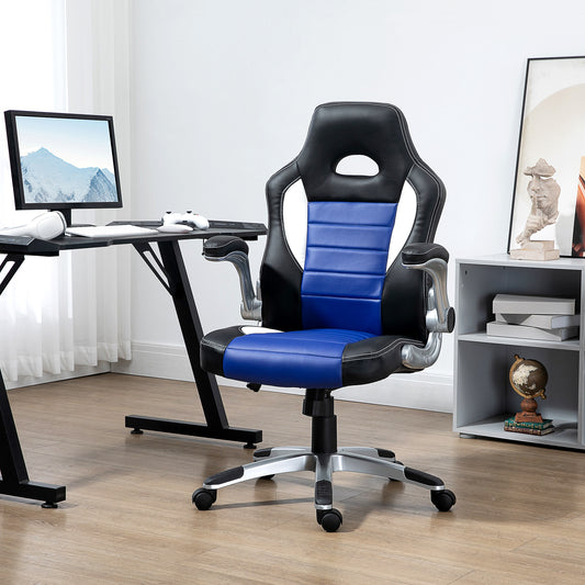 Racing Gaming Chair, PU Leather Executive Computer Desk Chair with Adjustable Height, Blue