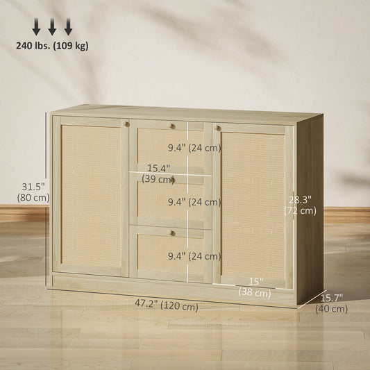 Kitchen Coffee Bar Cabinet with 3 Drawers – 47"W x 31"H