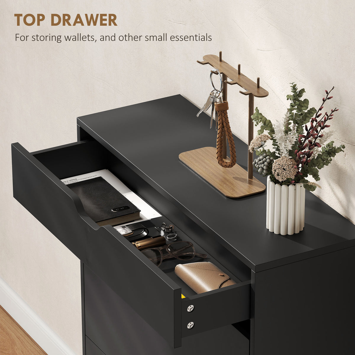 Narrow Shoe Cabinet for Entryway with 2 Flip Drawers – 28"W x 39"H
