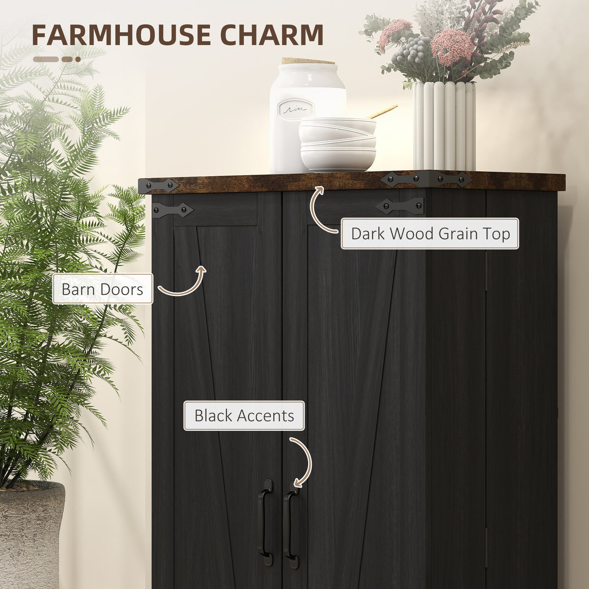 Kitchen Pantry Cabinet with Doors and Adjustable Shelves – 24"W x 41"H
