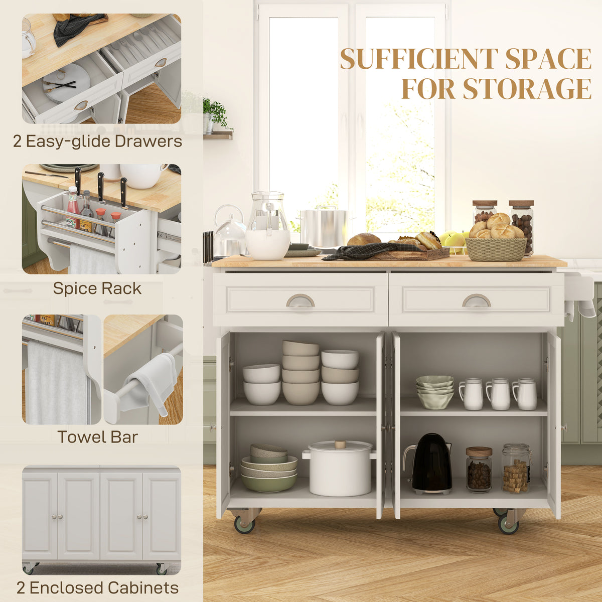 Kitchen Island with Storage – 58"W x 37"H