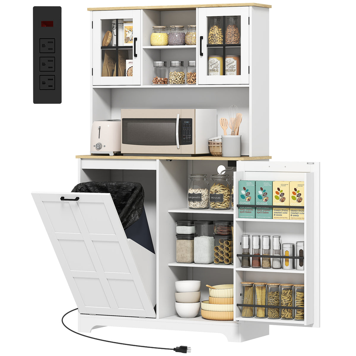 Kitchen Pantry Cabinet with Charging Station – 39"W x 69"H