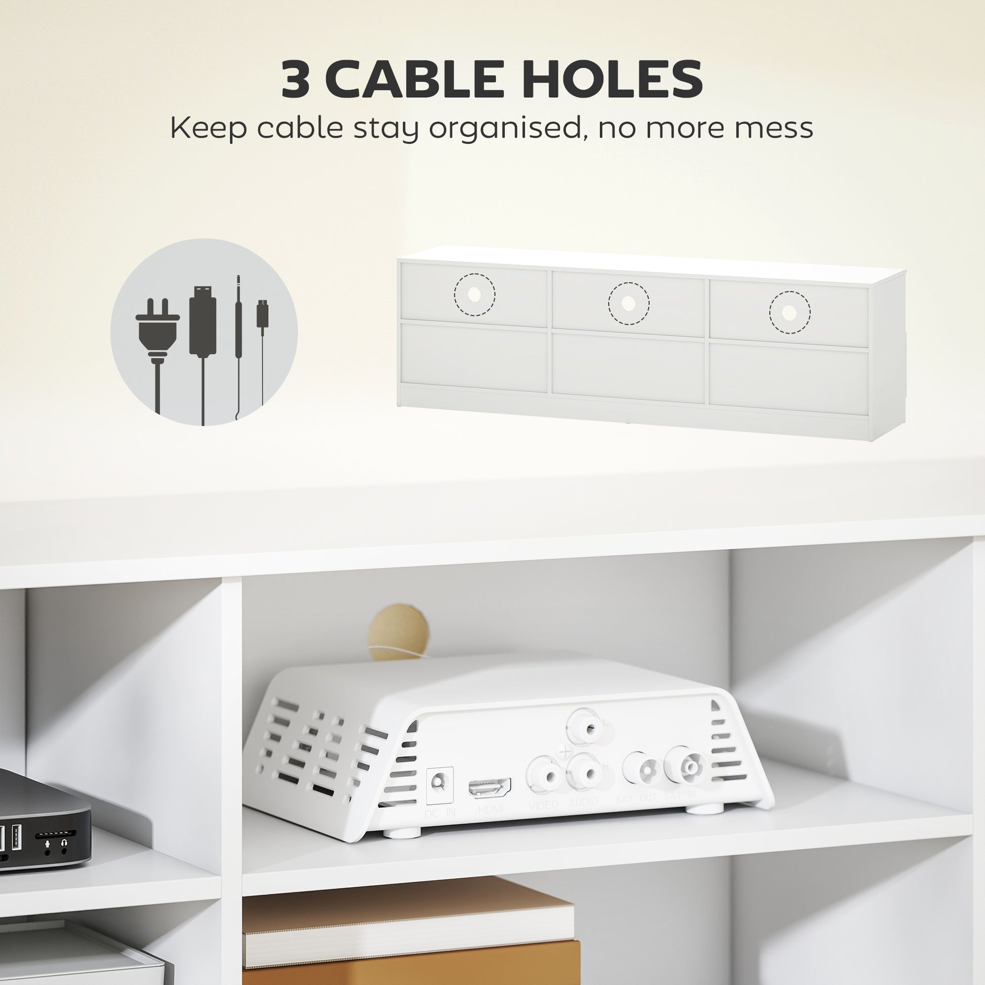 HOMCOM Modern White TV Stand with Storage for 85-inch TVs
