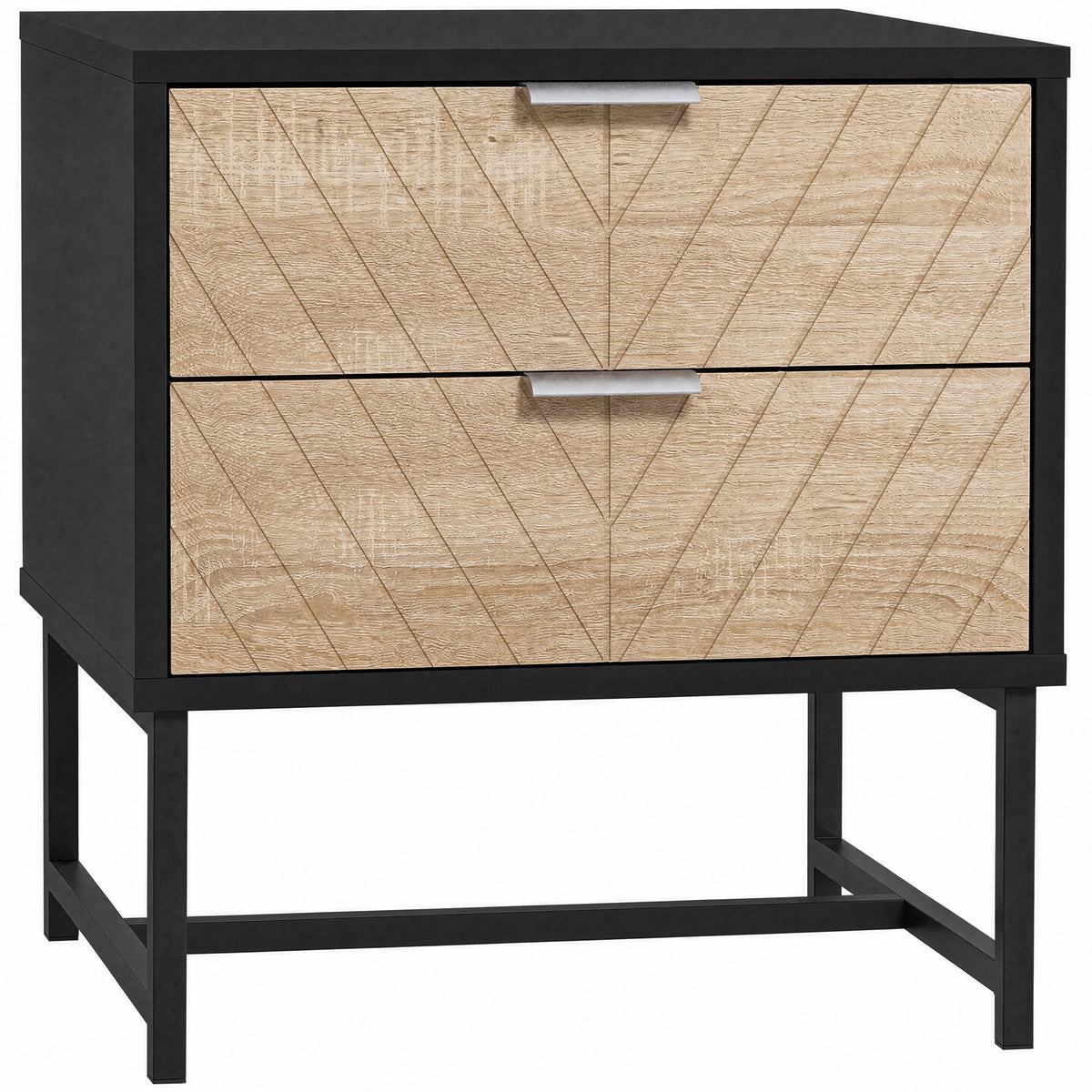 2-Drawer Nightstand with Steel Frame – 18"W x 19"H