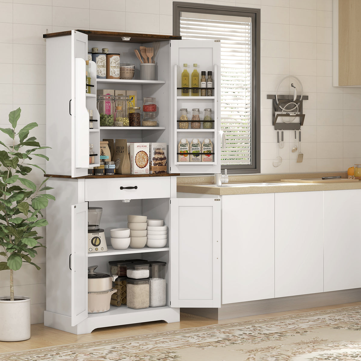 Farmhouse Pantry Cabinet with Barn Doors – 30"W x 71"H