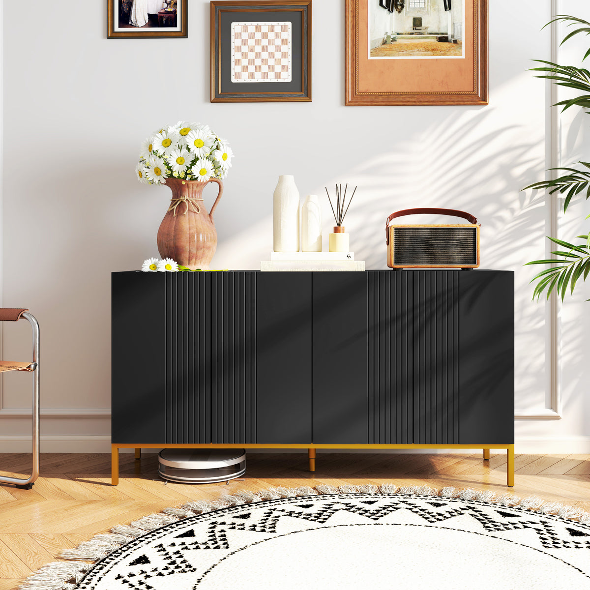 Sideboard Storage Cabinet with Adjustable Shelves – 55"W x 30"H
