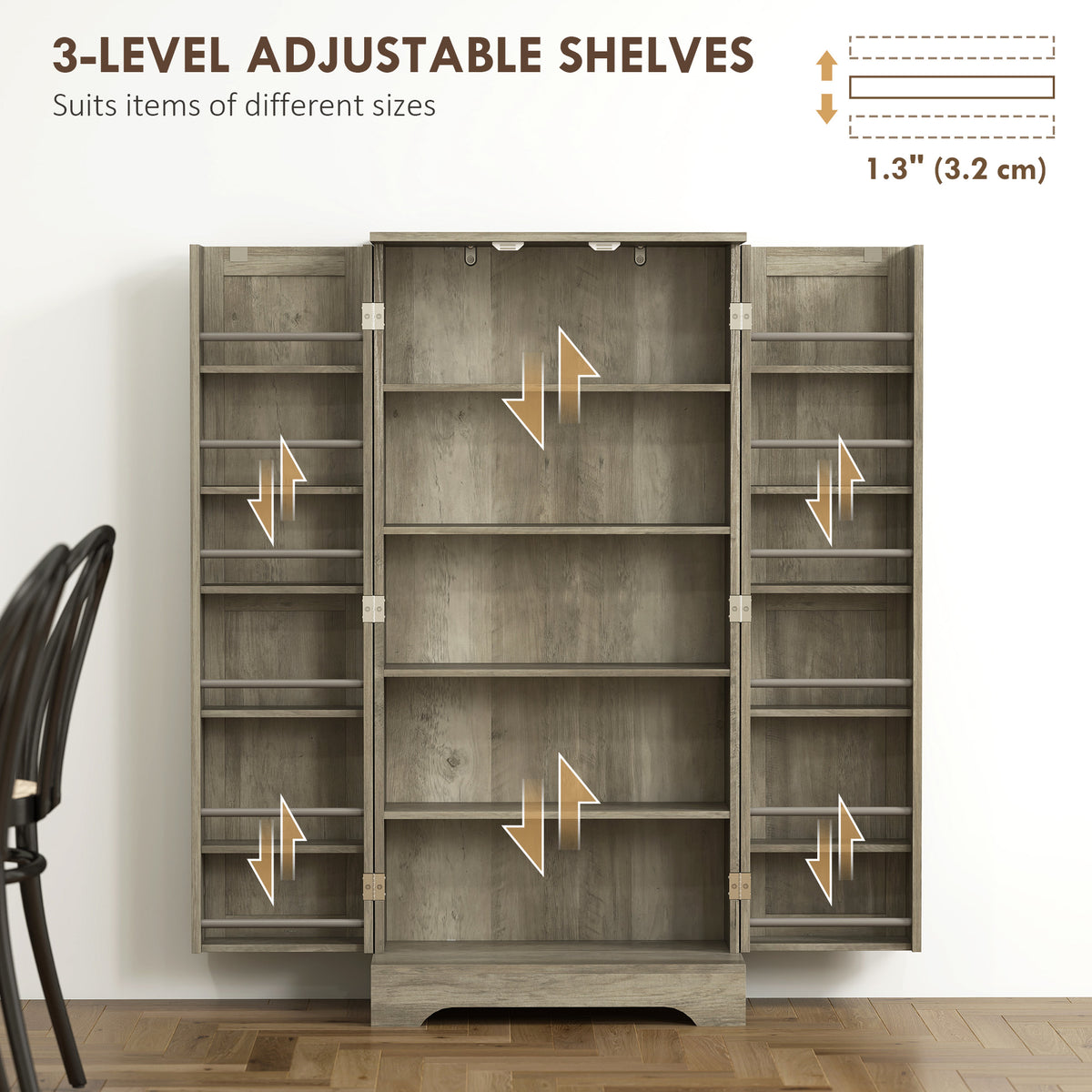 Farmhouse Kitchen Pantry Cabinet with Doors – 24"W x 41"H