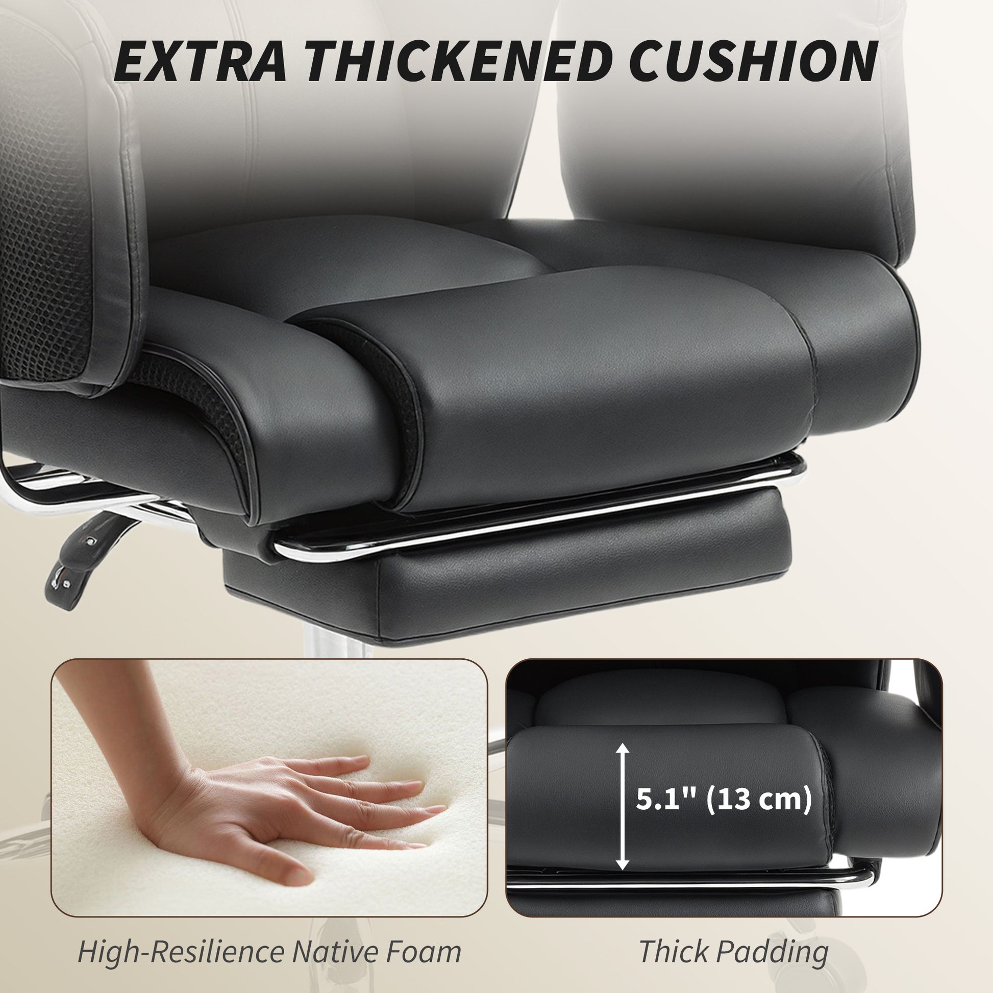 HOMCOM Executive Reclining Office Chair: Overstuffed PU Leather, Footrest, Swivel Wheels