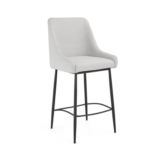 Counter Stool, Light Grey Linen, Black Legs