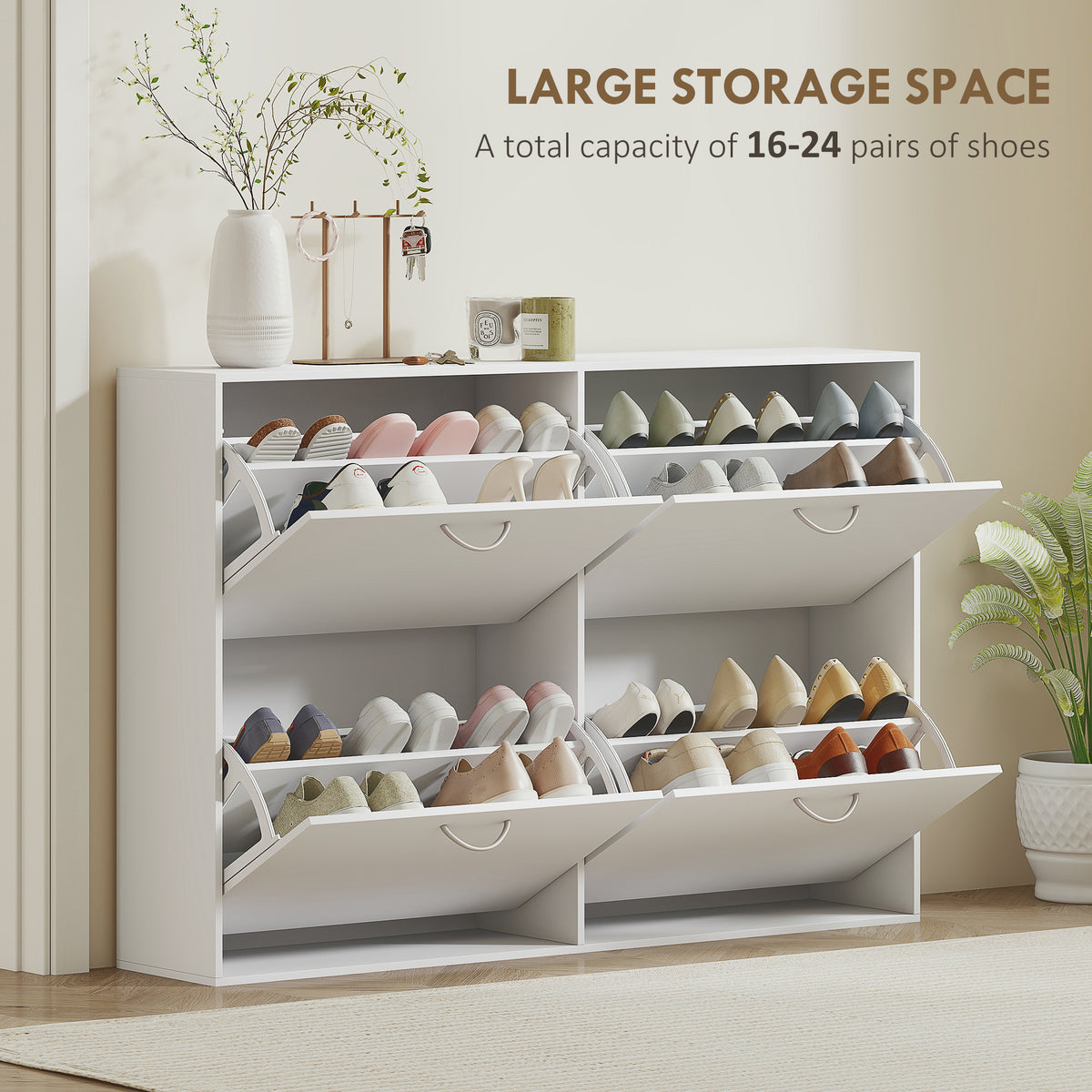 Flip-Down Multi Shoe Cabinet – 47"W x 32"H