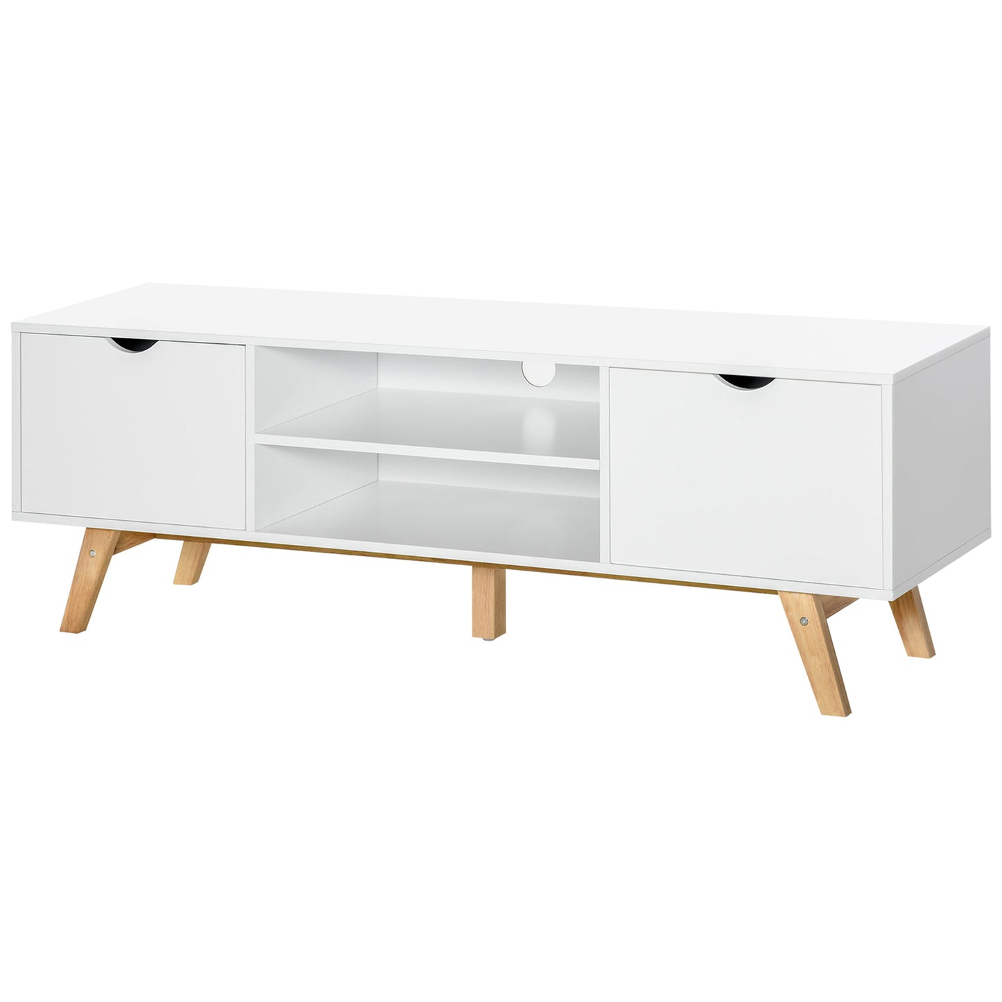 Sleek White Modern TV Stand, Storage for 65-inch TVs, Media Entertainment Center