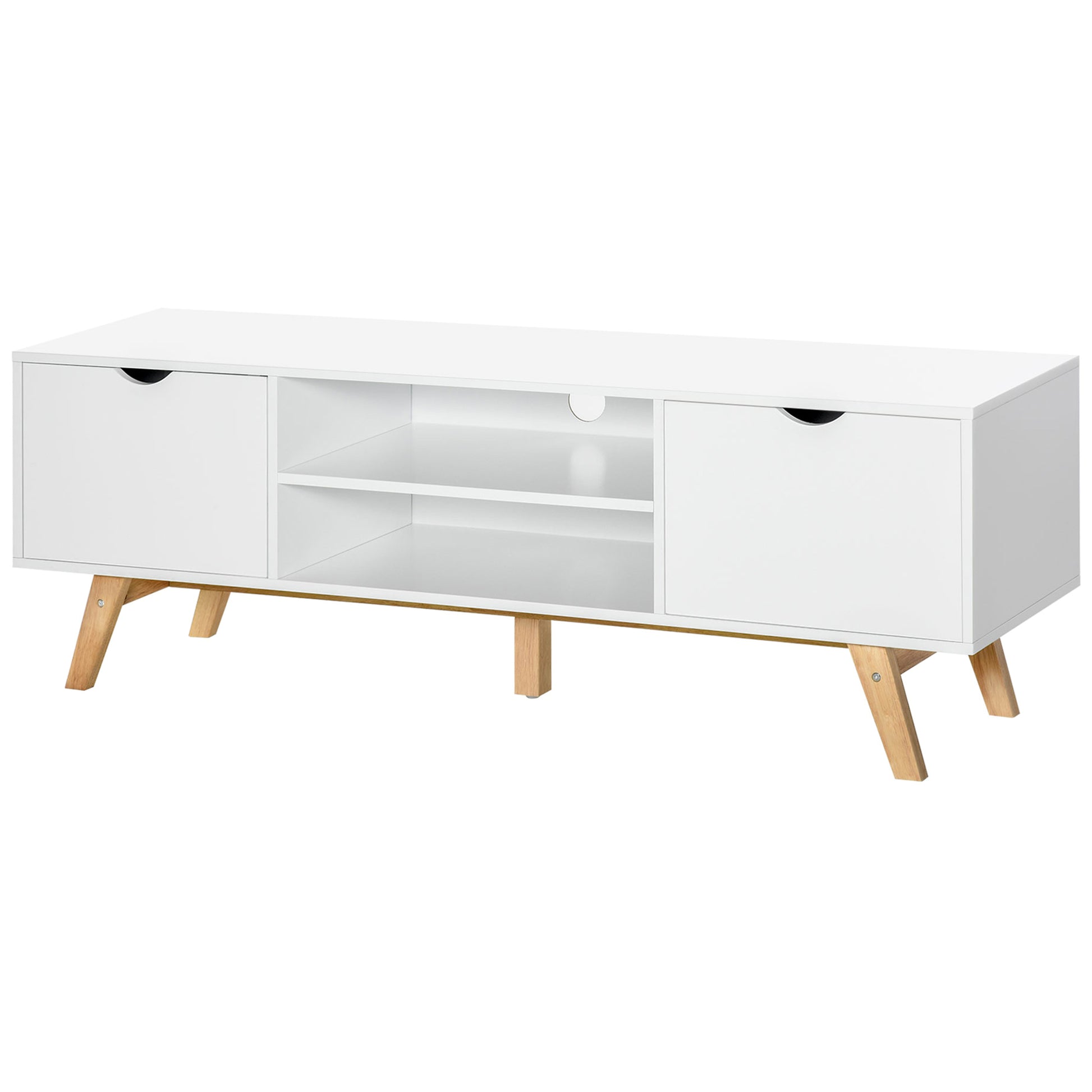 Sleek White Modern TV Stand, Storage for 65-inch TVs, Media Entertainment Center