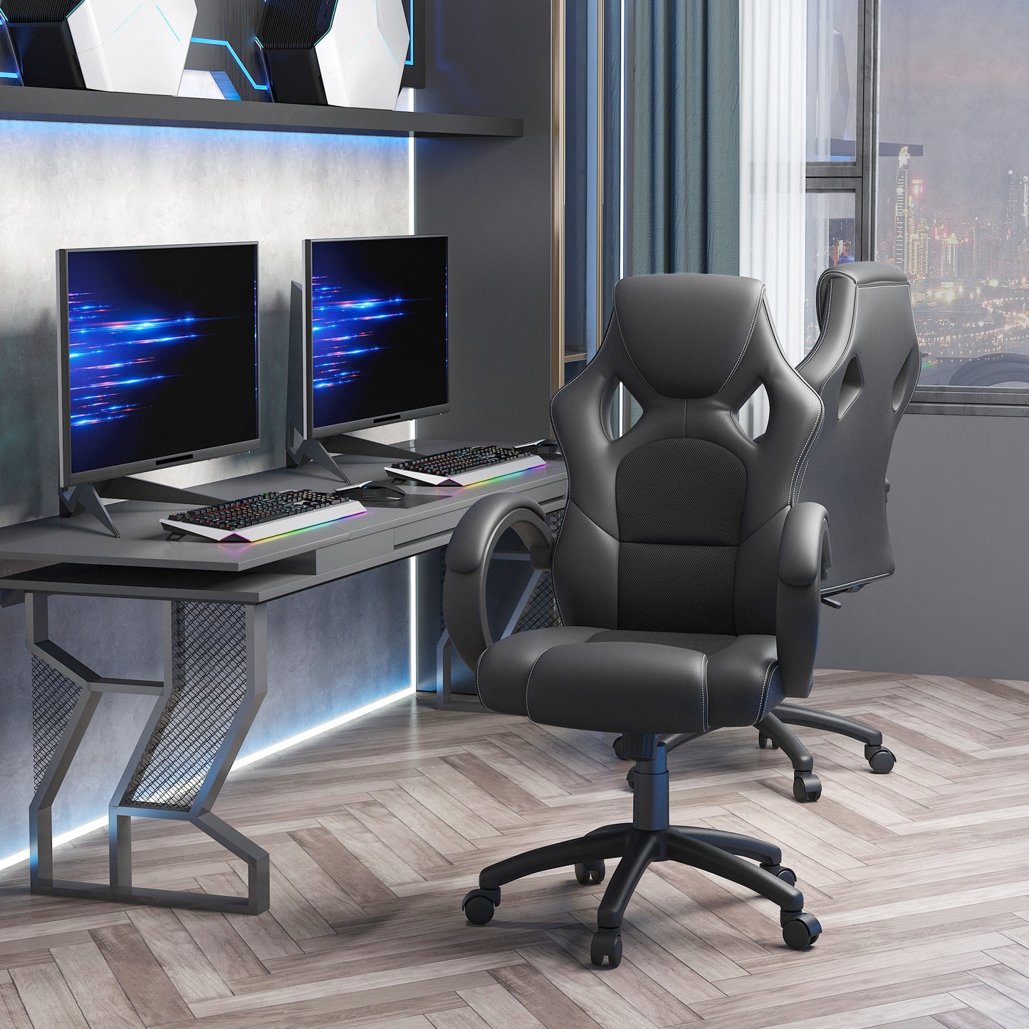 HOMCOM Ergonomic Racing Style High-Back Executive Swivel Office Gaming Chair Black
