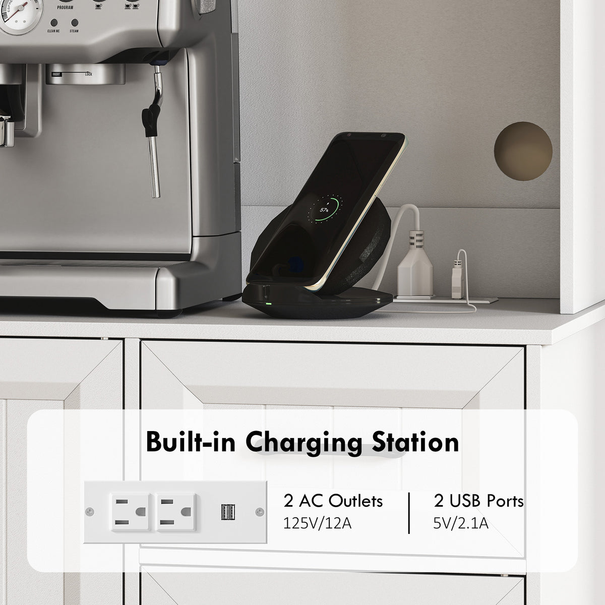 Pantry Cabinet with Charging Station – 39"W x 71"H
