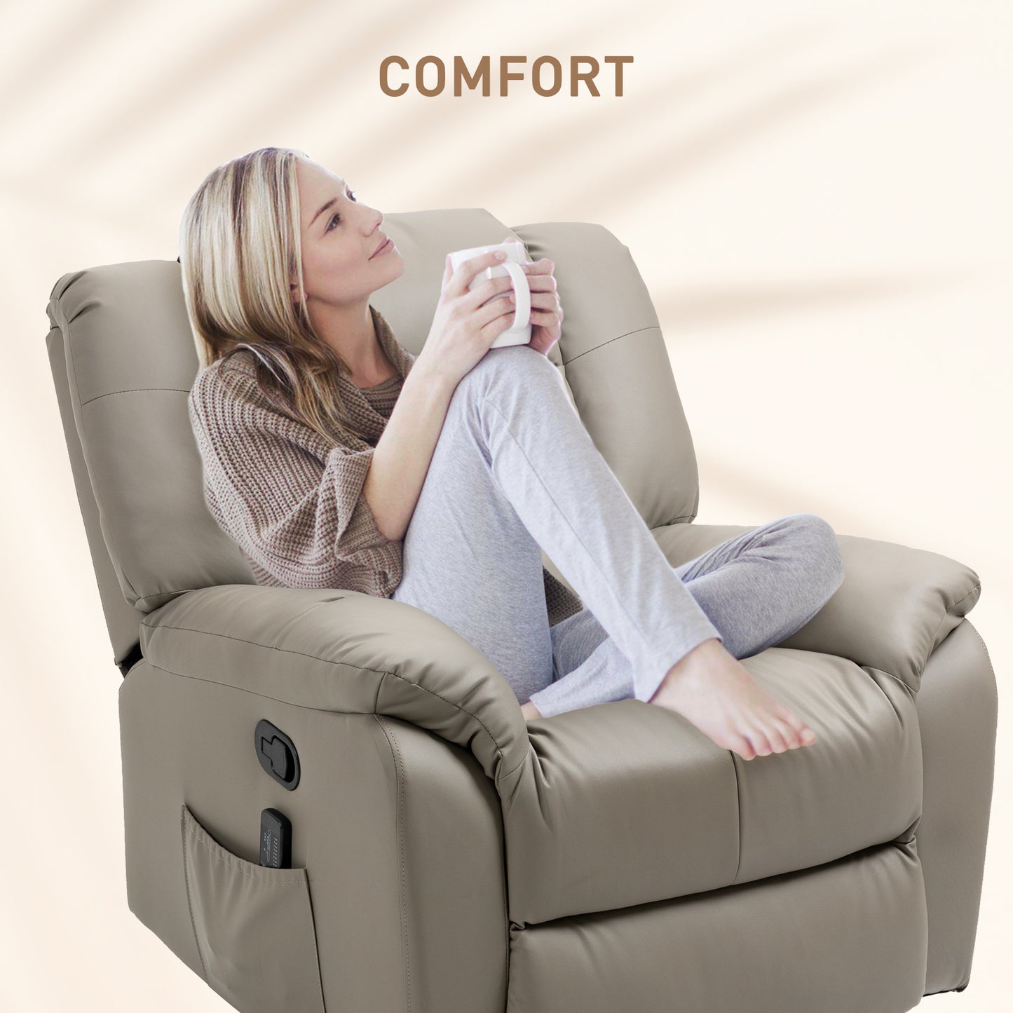 HOMCOM 8-Point Vibration Massage Recliner Chair with Swivel and Remote