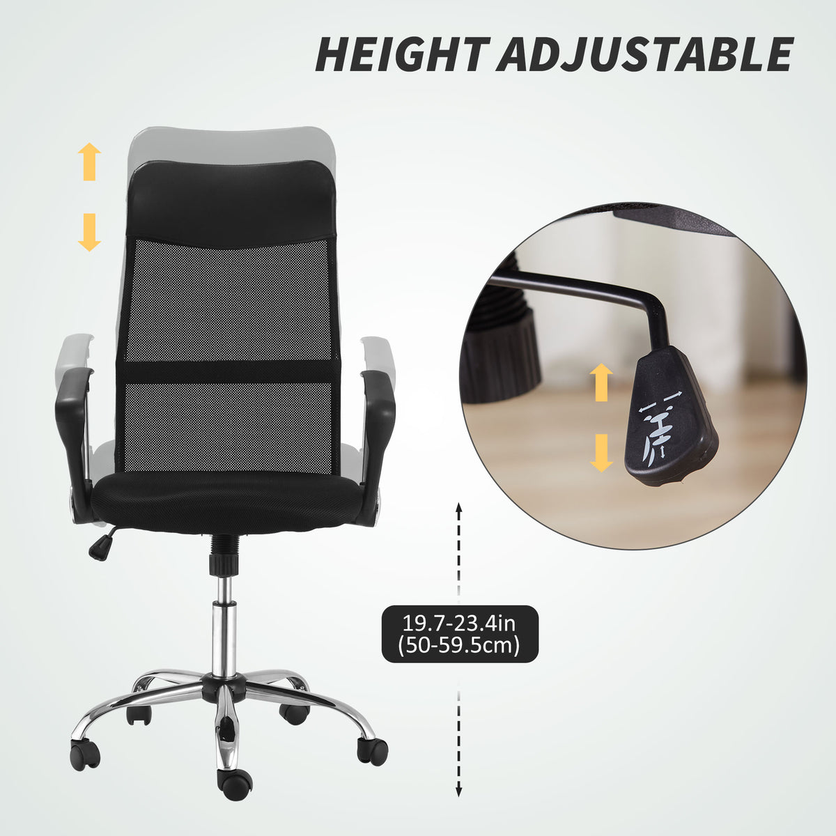 Ergonomic Mesh Office Chair, High Back Computer Desk Chair with Adjustable Height, Black