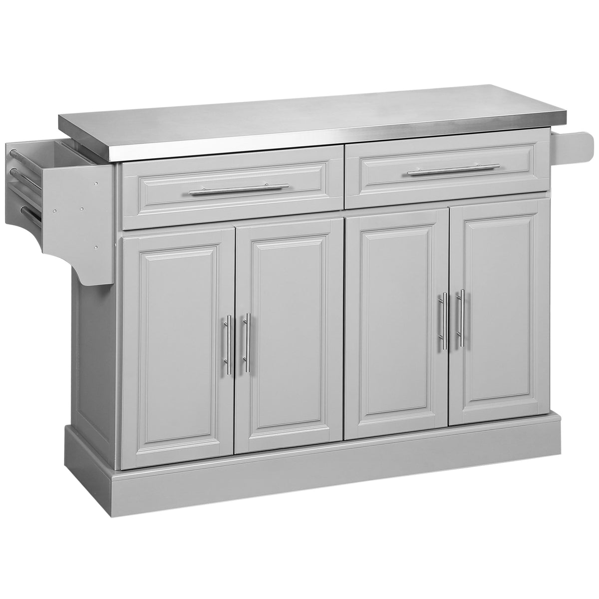 Kitchen Island with Stainless Steel Top – 57"W x 36"H