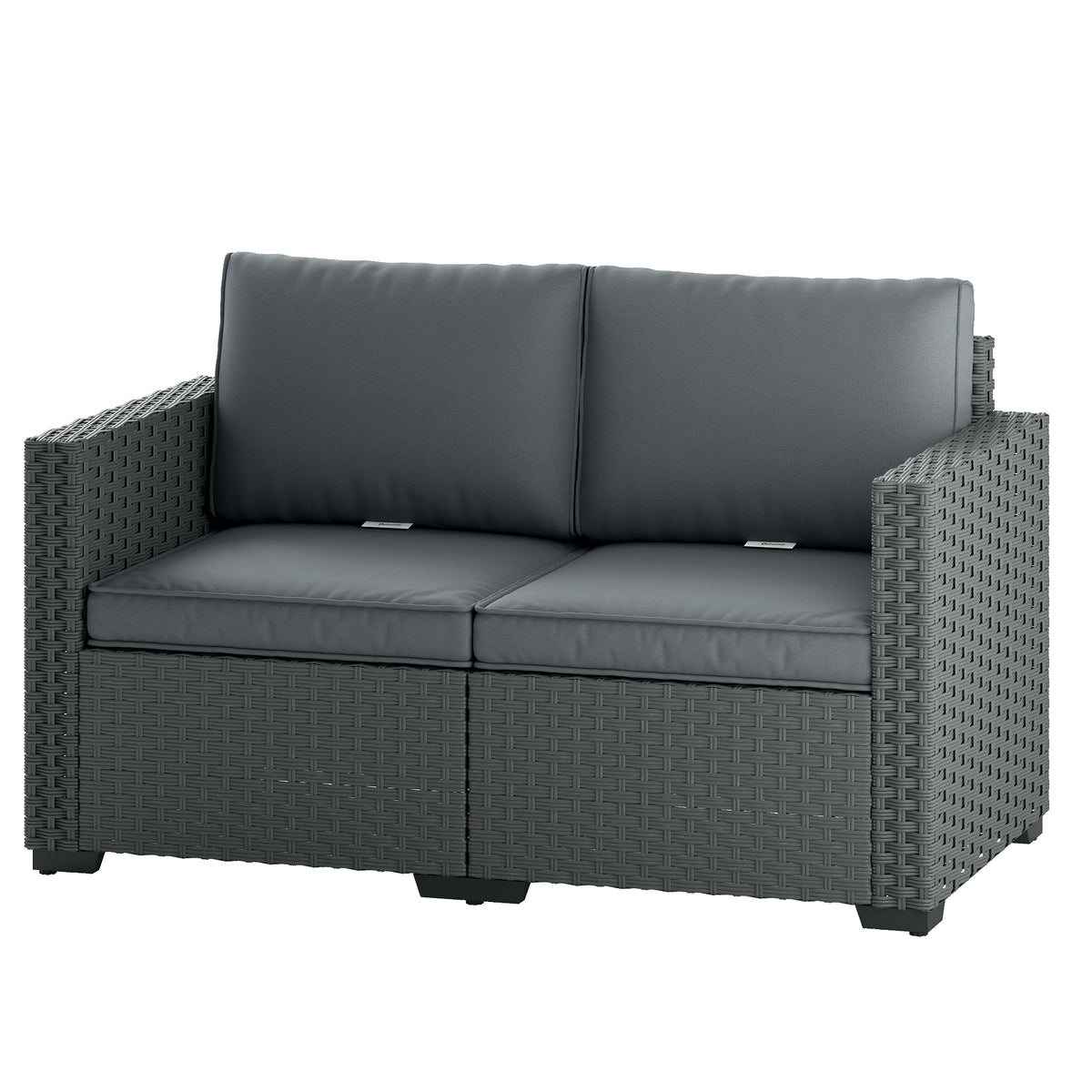 2 Seater Outdoor Couch Patio Sofa with Deep Seat, Cushions, Wide Armrests for Garden, Balcony, Porch