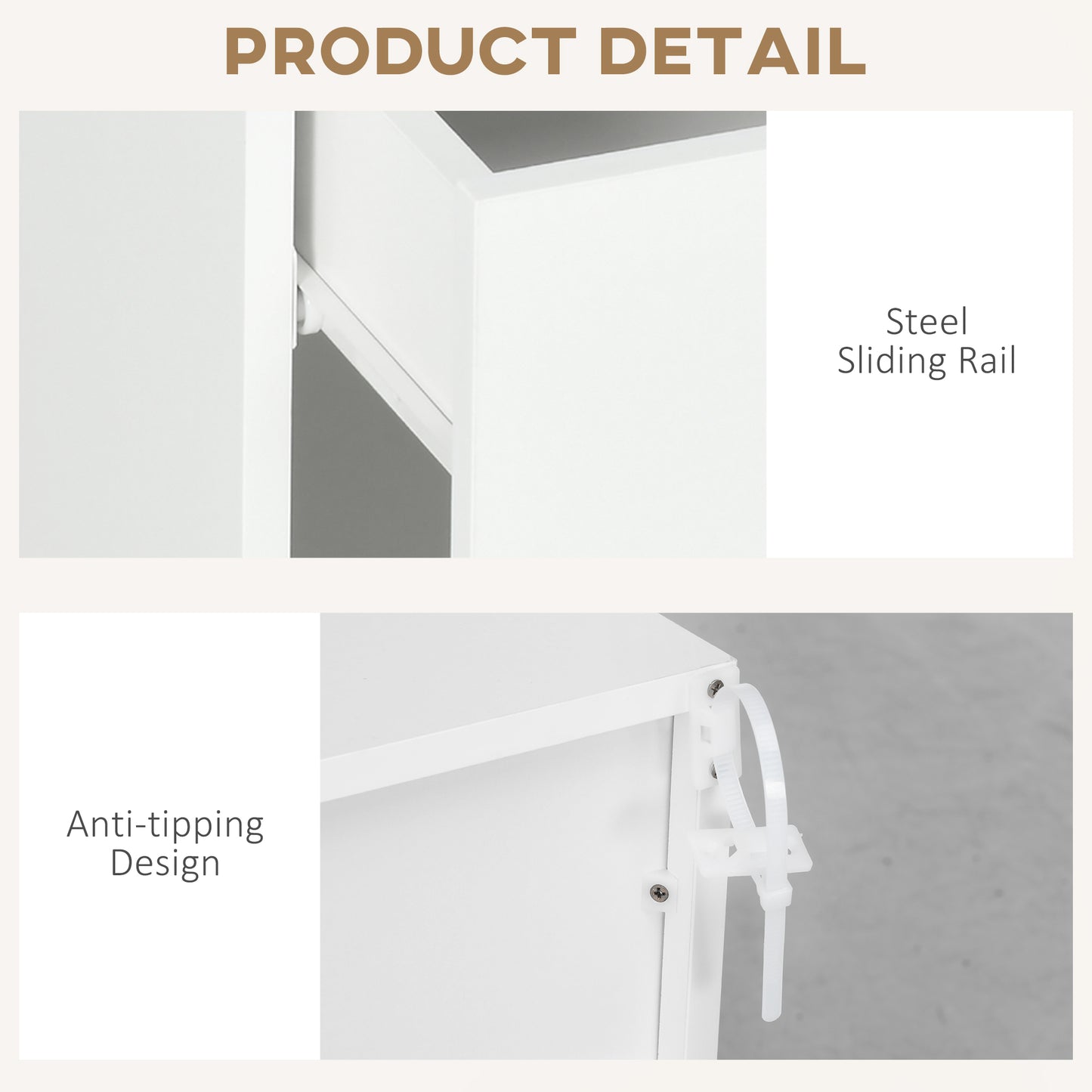 HOMCOM LED Nightstand Bedside Table with High Gloss Drawer and Shelves