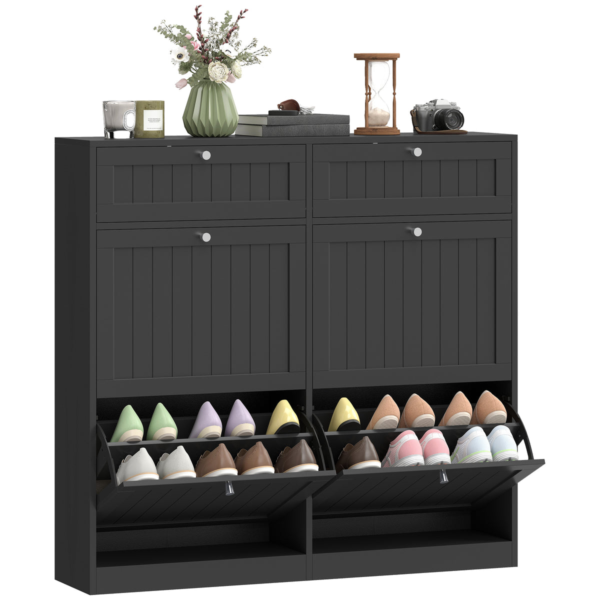 Shoe Cabinet with 2 Large Flip Drawers – 41"W x 39"H