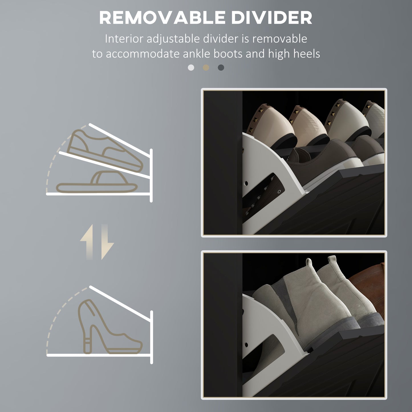 Modern Upholstered Hallway Shoe Storage Bench with Flip Drawers & Vents