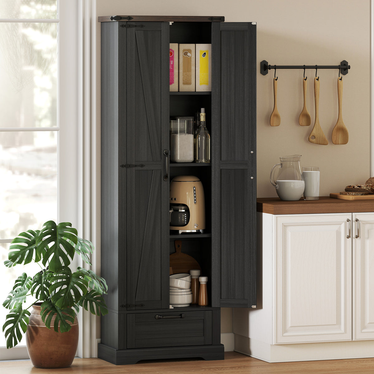 Kitchen Storage Cabinet with Adjustable Shelves – 24"W x 71"H