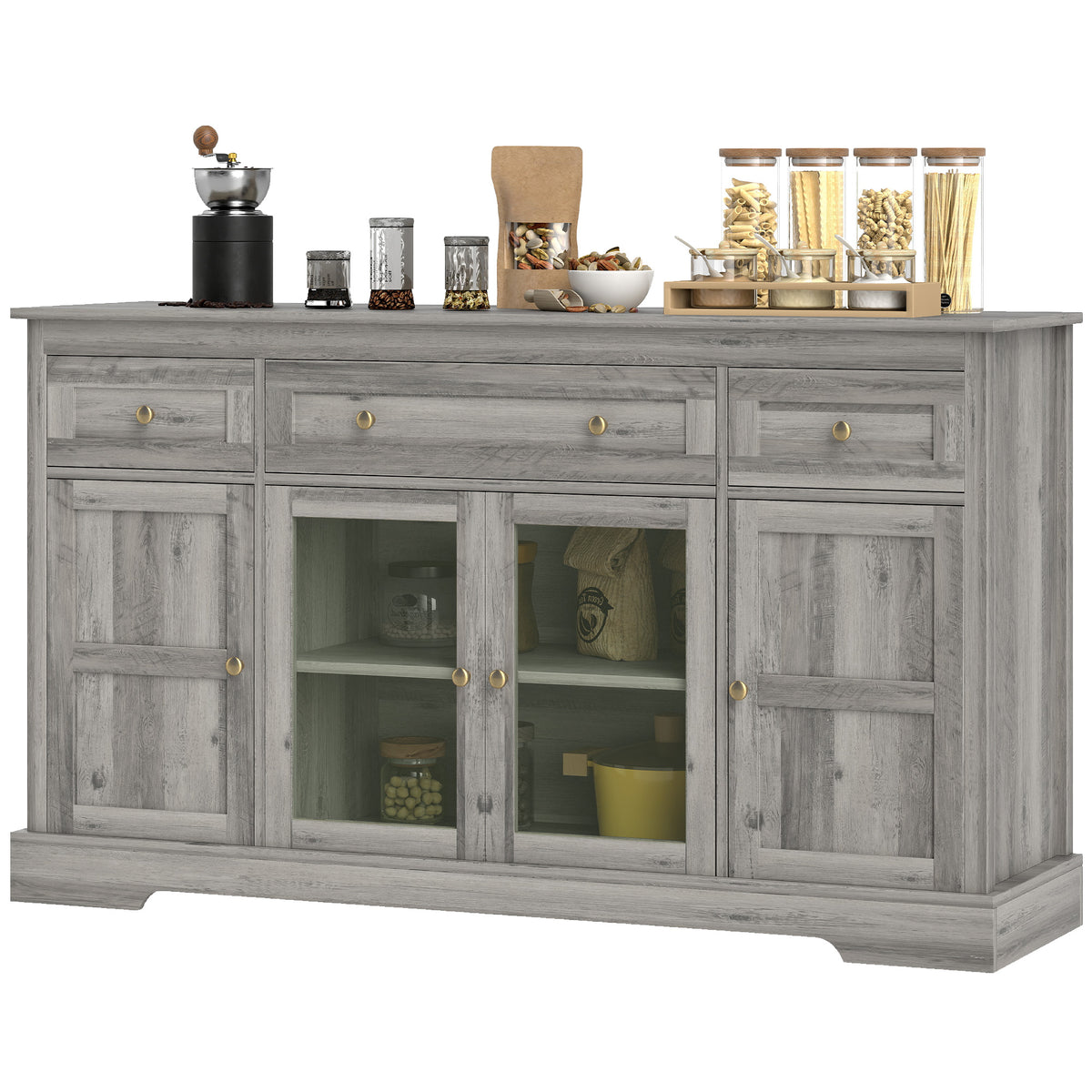 Sideboard Buffet Cabinet with Storage – 55"W x 32"H