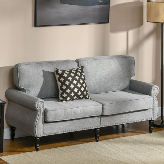 Mid-Back Loveseat with Rubber Wood Legs