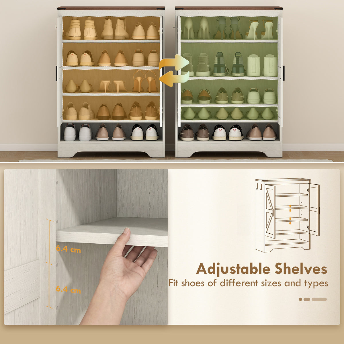 5-Tier Shoe Cabinet for 15 Pairs – 30"W x 41"H