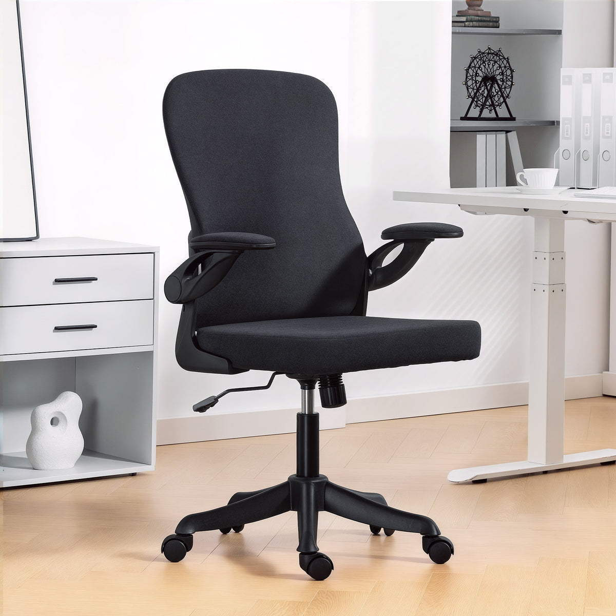 Ergonomic Office Chair, Swivel Desk Chair with Adjustable Lumbar Support and Height, Black