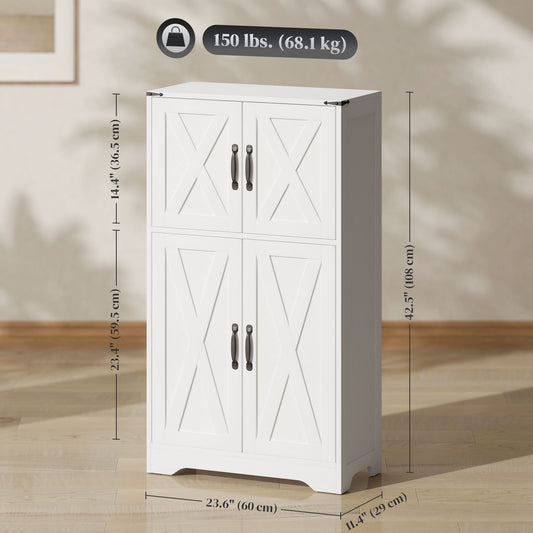 Farmhouse Kitchen Pantry with Barn Doors and Adjustable Shelves – 24"W x 43"H