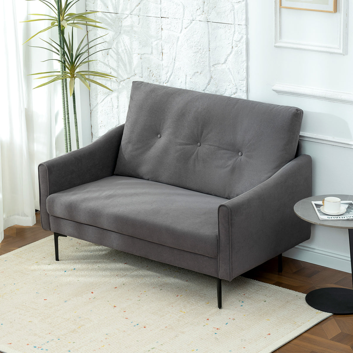 Button-Tufted 2-Seater Sofa