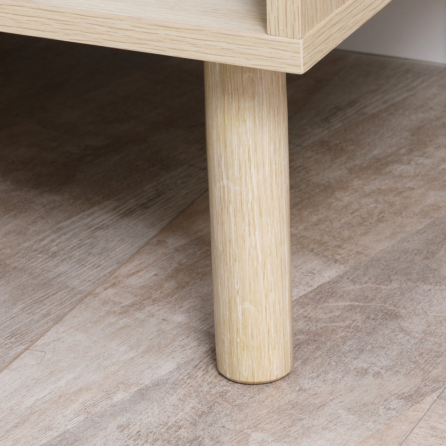 HOMCOM 2-Piece Modern Natural Wood Nightstands with Storage Drawer Shelf