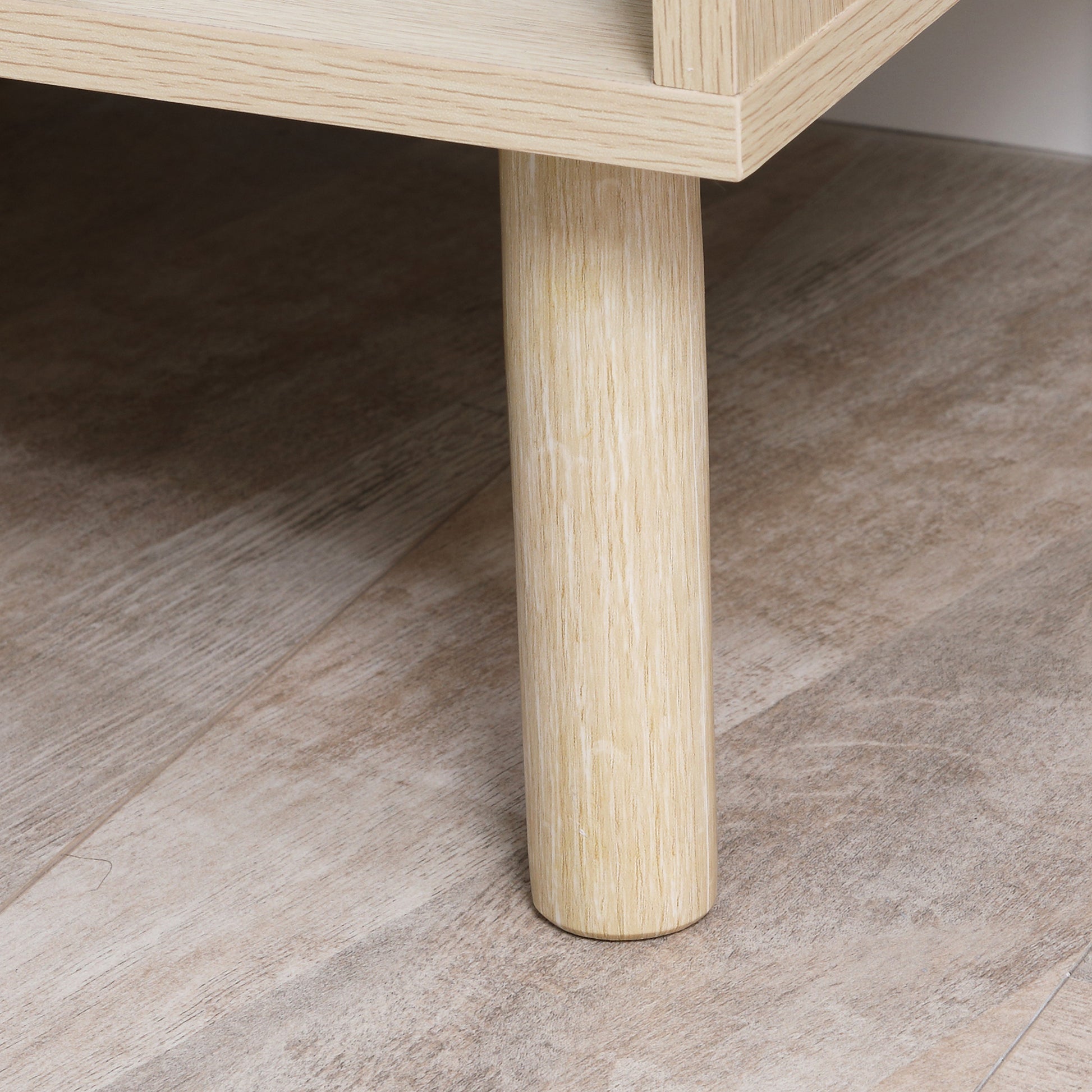 HOMCOM 2-Piece Modern Natural Wood Nightstands with Storage Drawer Shelf