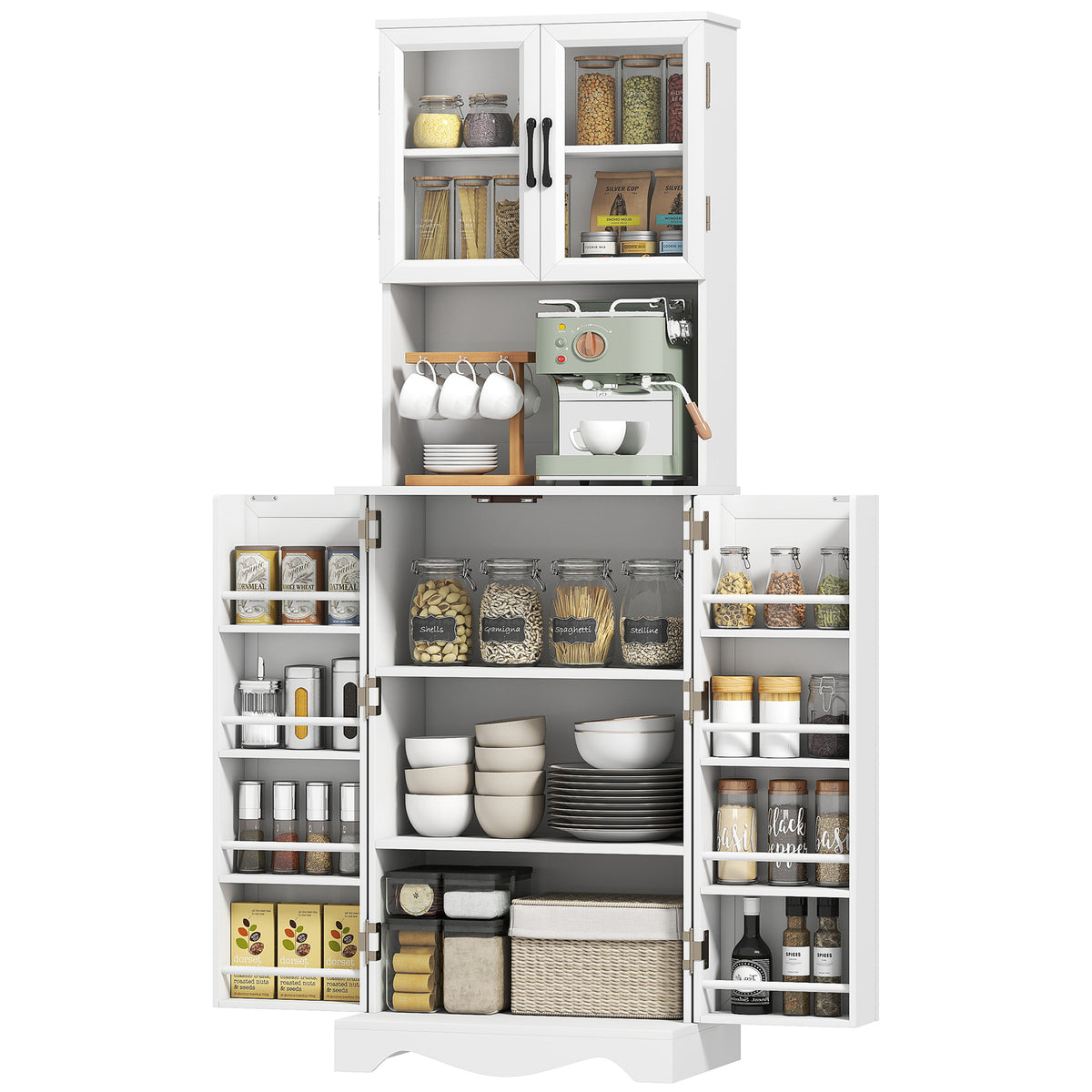 Kitchen Pantry Cabinet with 8 Door Shelves – 24"W x 71"H