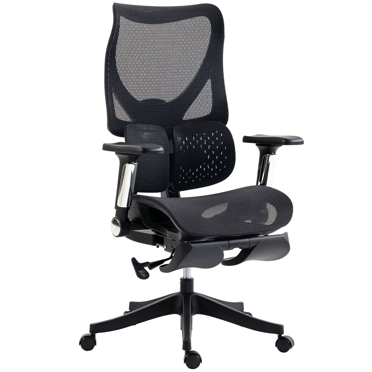 Ergonomic Office Chair with Lumbar Support, Mesh Reclining Desk Chair with Footrest, Black