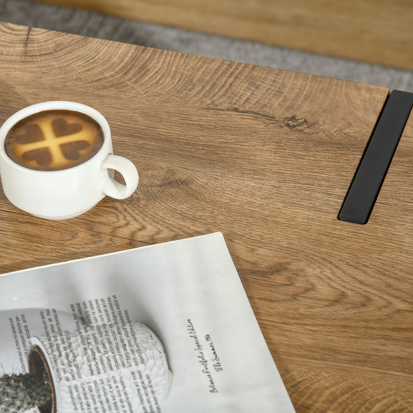 HOMCOM Rustic Rectangle Coffee Table with Steel Hairpin Legs for Home