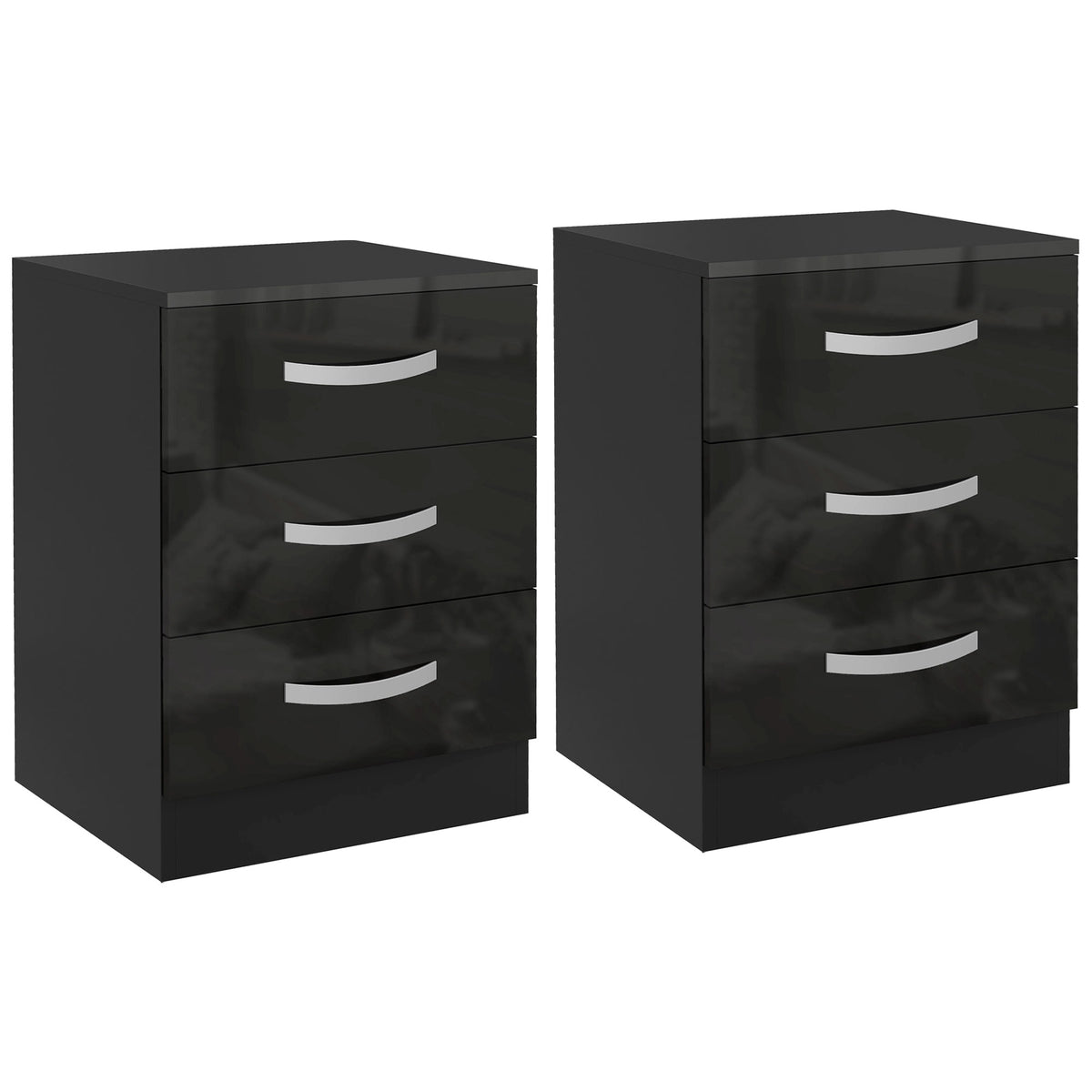 High Gloss Multi-Drawer Nightstands, Set of 2 – 16"W x 22"H