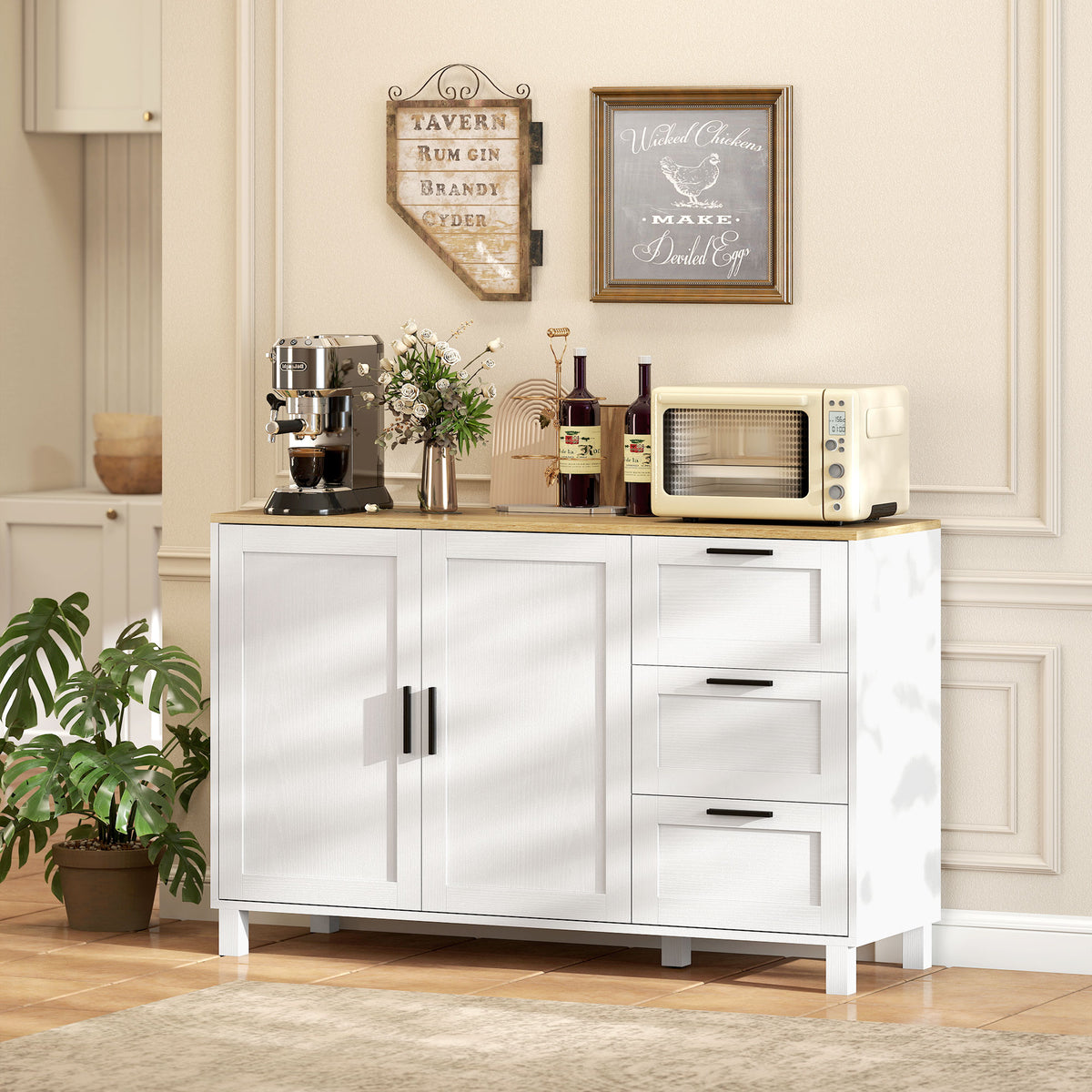 Buffet Cabinet with 3 Drawers and Soft-Close Doors – 47"W x 30"H