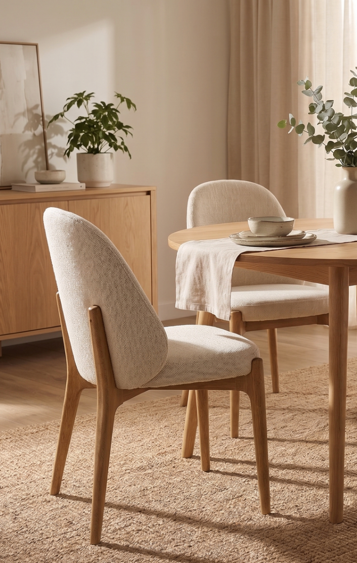 Upholstered Dining Chair, Walnut Legs