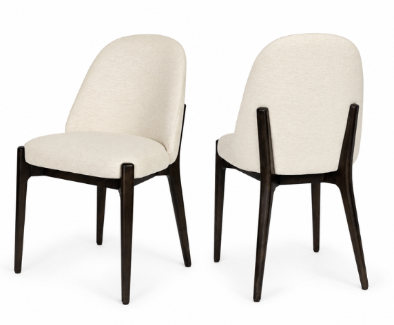 Upholstered Dining Chair, Walnut Legs